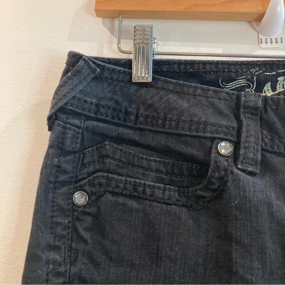 ARIAT Sz 30R Onyx Jeans Rhinestone Studs Washed Black Slim Leg Mid Rise Jeans - Picture 2 of 13